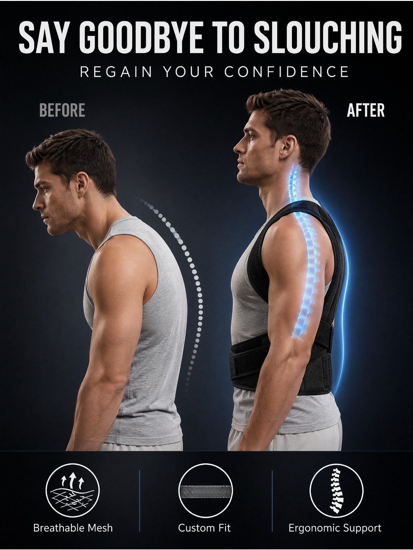 back shaping underwear full back and waist support brace daily posture correction prevents slouching and hunched posture with prolonged sitting full back support waist compression for upright posture suitable for daily wear and exercise