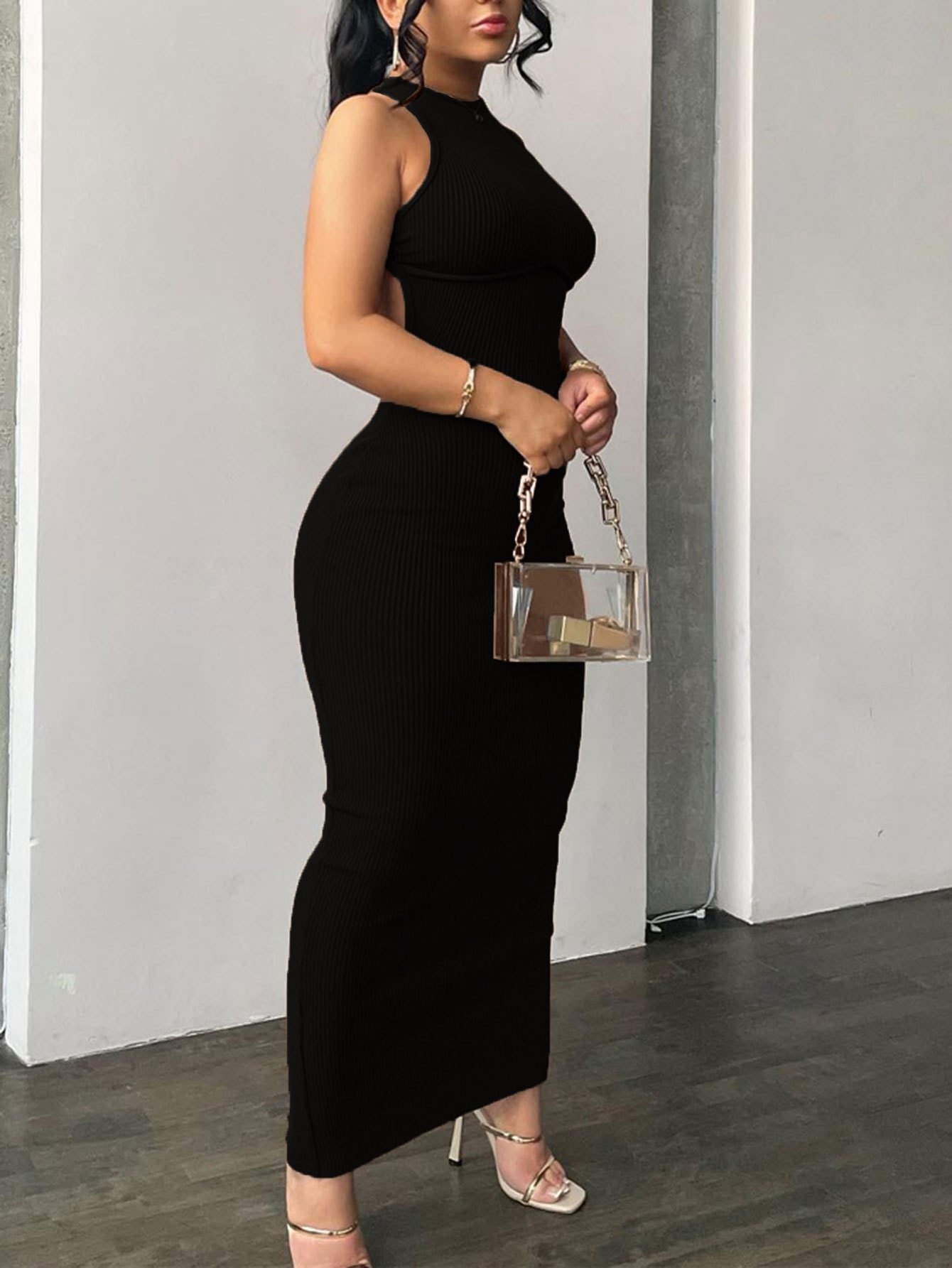 wedding guest dresses for black tie event Long Black Fitted Dress with Embroidery Formal Party