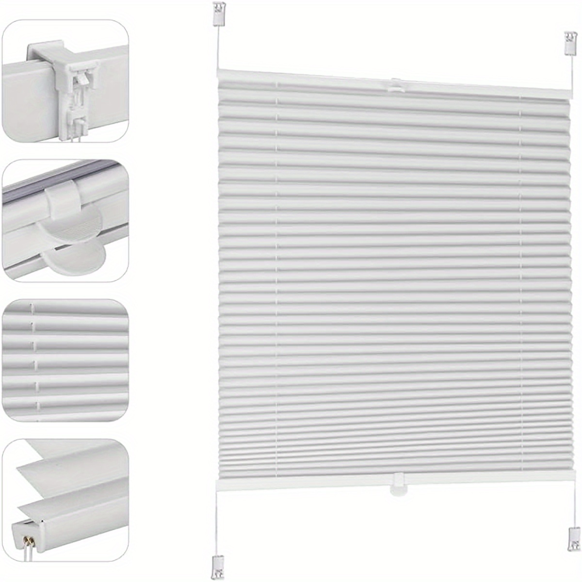Sekey No-hole Snap Blinds, 100% Blackout And Peek-a-boo, Rental Friendly, Suitable For Bedrooms, Home Offices And Balcony Doors, Modern Easy To Clean.