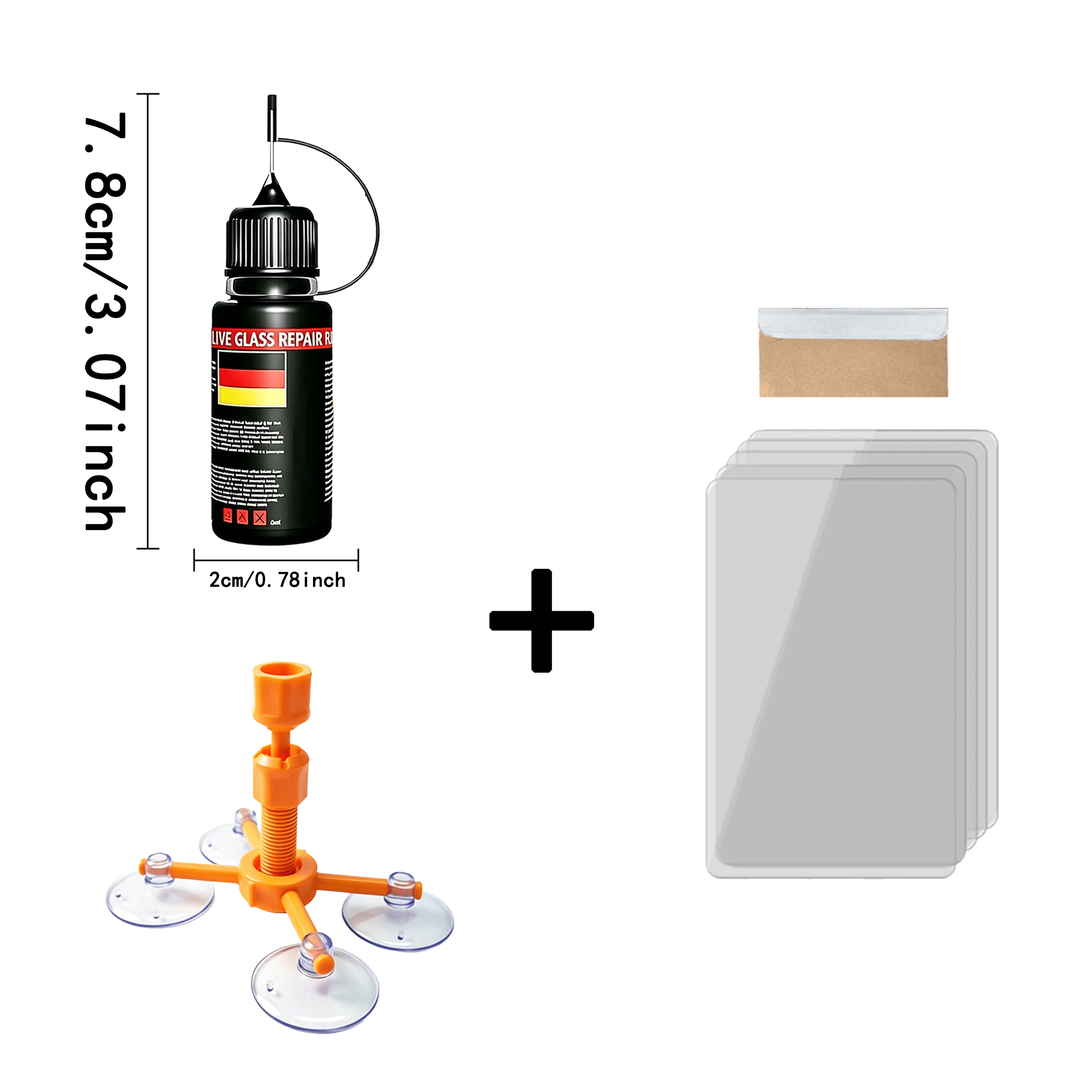 TEMU Windshield Crack Repair Kit - For Chips & , No-grind Edge Repair Fluid, Auto Glass Repair Tool With Easy Application, Abs Material, Restores &