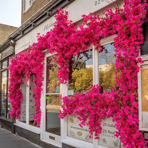 1pc extra long 180cm artificial bougainvillea wreath realistic floral garland with no maintenance vine for home halloween birthday wedding decor durable plastic construction indoor outdoor decoration