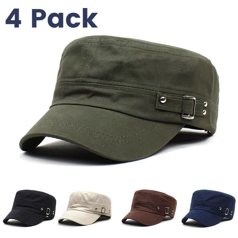 4-pack Unisex Hat Set, Assorted Colors Flat Brim Baseball For Men Women, Trendy Adjustable Streetwear Sports , Stylish Couple Hat Multi-pack