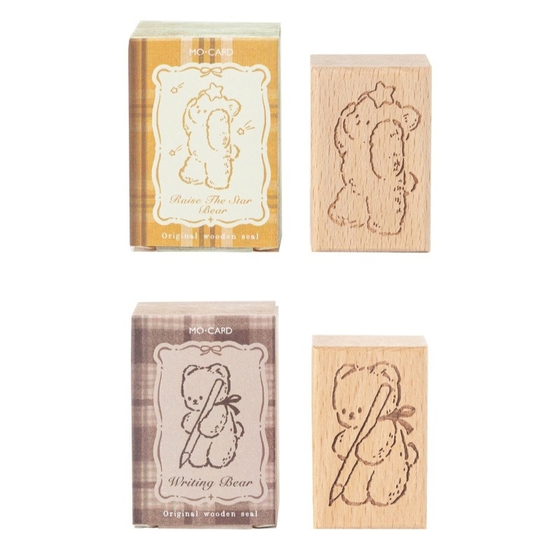 TEMU ブナ材 クマのスタンプブック - 手作り レトロプランナースタンプ 正方形ブナの木のシール付き 、ジャーナリング、プランナー、コラージュデコレーションに最適 - ヴィンテージで可愛い動物スタンプ オフィス、整理整頓用ギフト