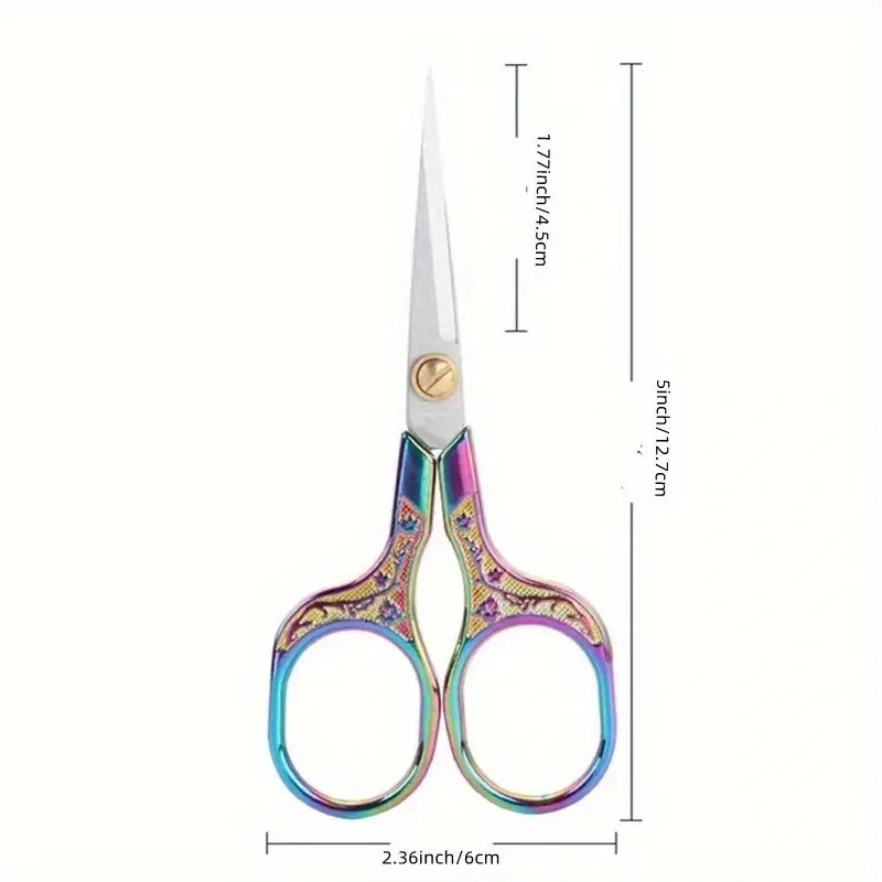 TEMU 1pc Vintage Style Stainless Steel Sewing Scissors- Precision For Fabric, Thread, Embroidery& Tailoring- Metal Craft Shears Collection