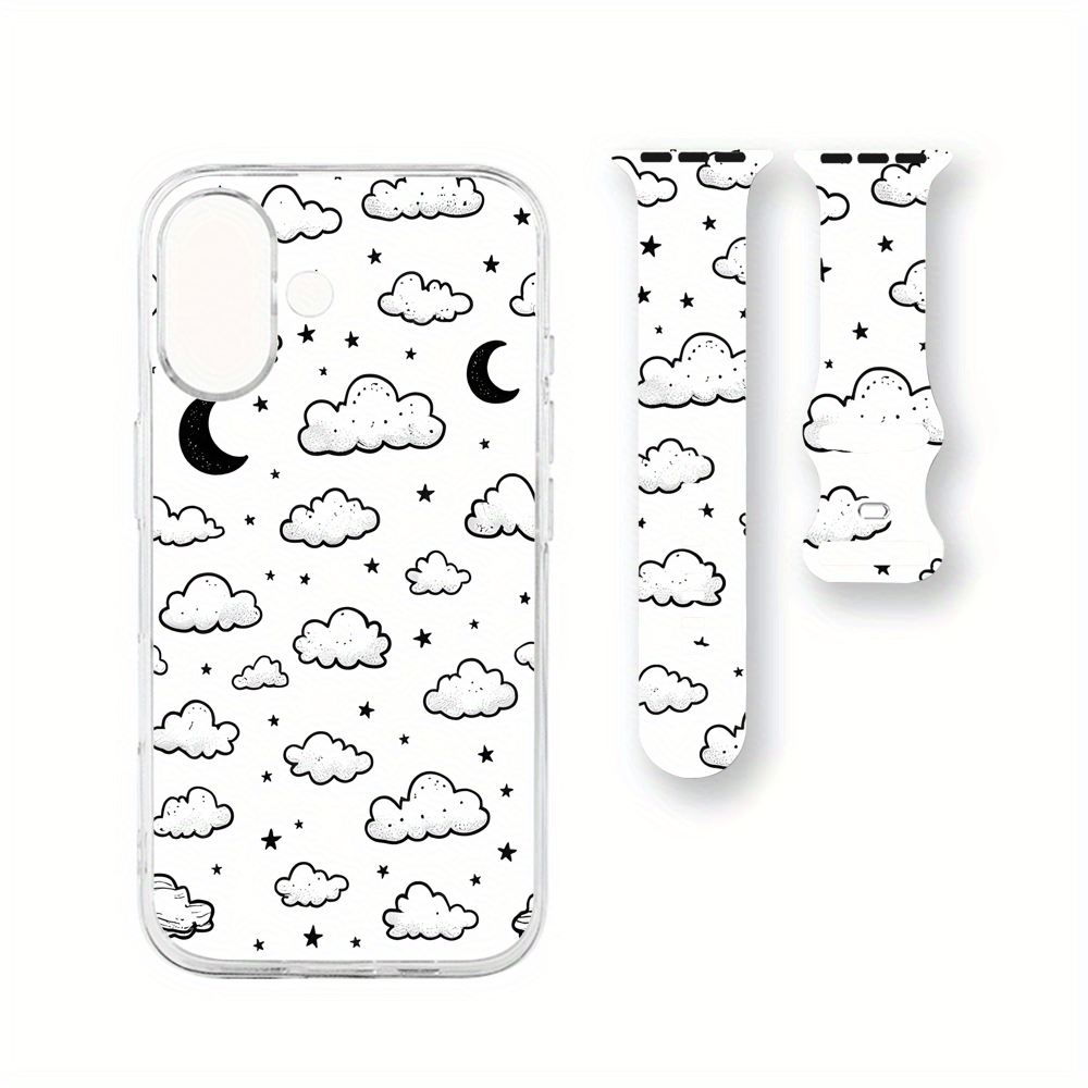 Unisex Dreamy Starry Sky Silicone Watch Band Gift Set