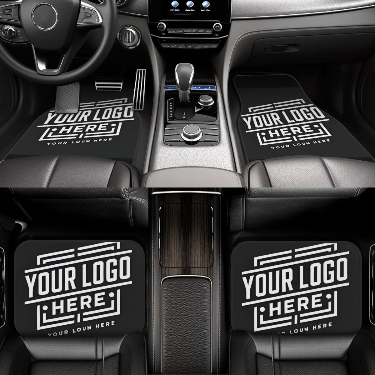 TEMU 4pcs Universal Car Floor Mats Custom Logo Design Durable Protection Easy Clean Anti Slip Dot Plastic Bottom Enhance Vehicle Atmosphere Car