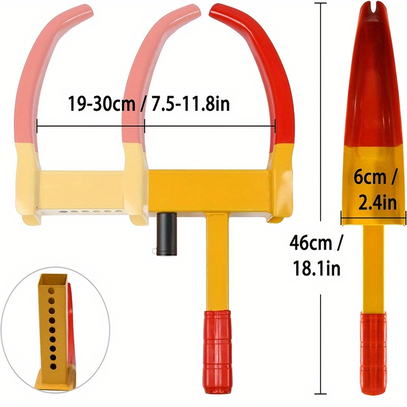 TEMU With 2 Keys Wheel Claw Parking Claw Car Pvc Anti-theft Protection Security Lock Adjustable Tyre Width 19-30 Cm For Cars, Caravans And Trailers