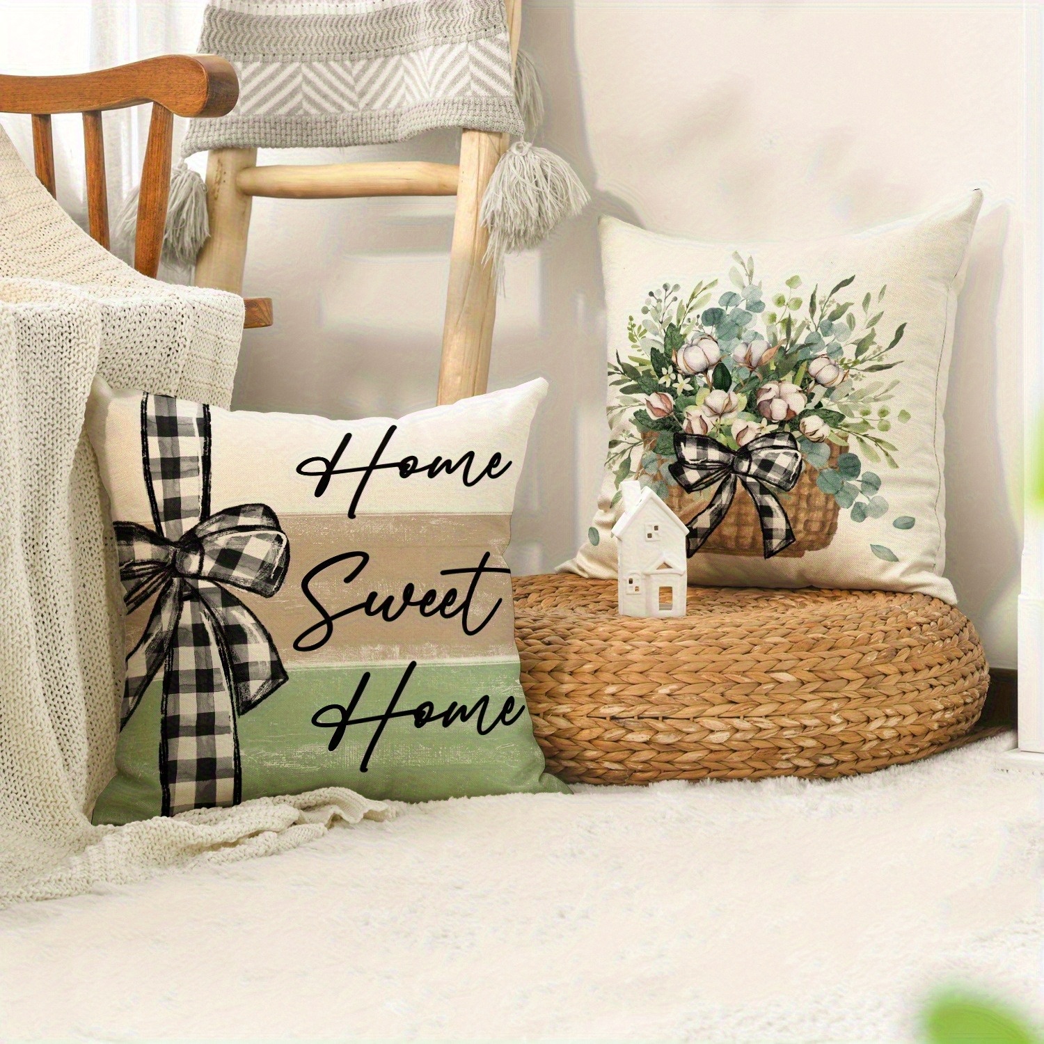 4pcs   pillow covers double sided   decor with floral rustic truck designs soft plush zipper closure cushion cases machine washable for living room bedroom sofa multiple sizes pillow covers for living room bedroom accents   print interior designers 2d flat Product details 5