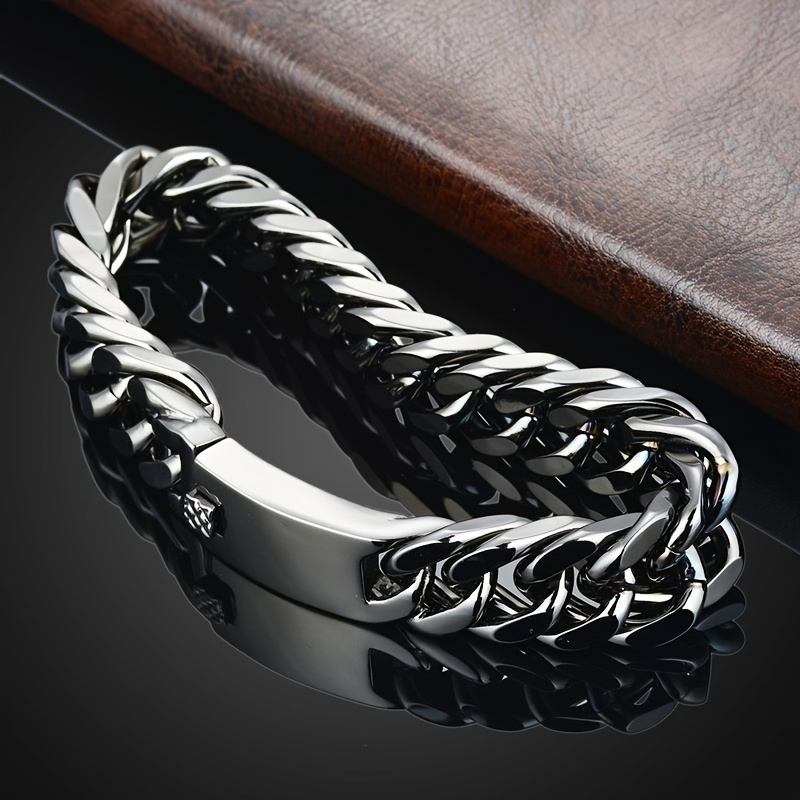 Joyería de Moda Nueva para Hombres: Pulsera Doble Tejida con Baño de Oro al Vacío, Estilo Grueso y Colores Hip-Hop