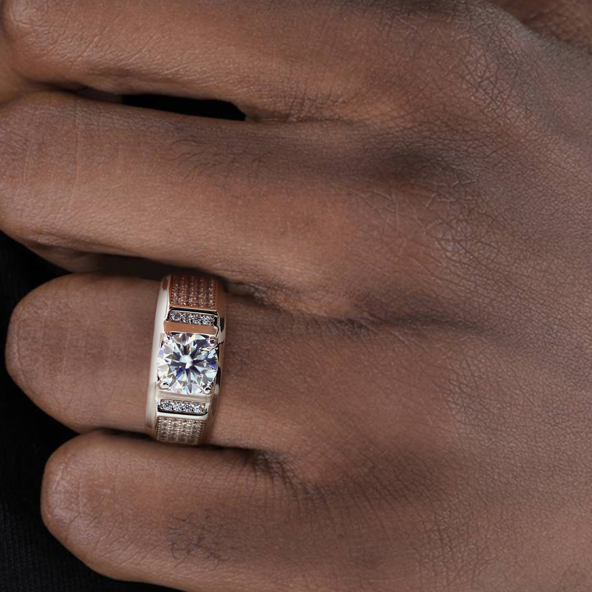 item picture 1pc sparkling 1ct moissanite rings for men   wedding engagement rings   jewelry white golden plated anniversary ring valentines day gift for your lover