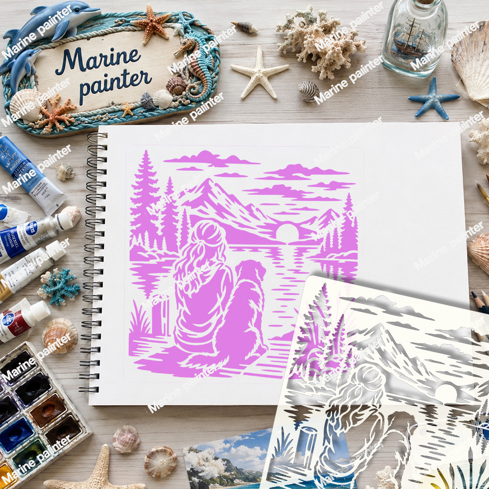 Girl and Dog Painting Template