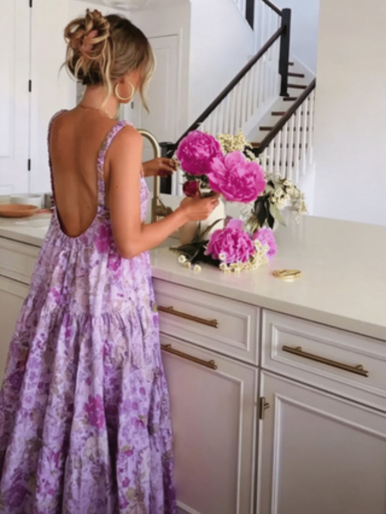 Women'S Floral Print Maxi Dress, Boho Sleeveless Low Back Tiered Flowy Swing Long Dress, Casual Summer A-Line Backless Sundress for Vacation Beach