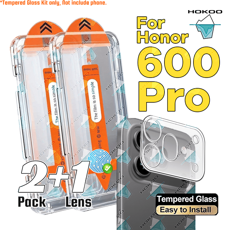 TEMU Easy-install Kit 600 Pro Screen Protector [2+1] - Hd Tempered Glass Film + 1set Lens Protector [support Ultrasonic Fingerprint-unlock]