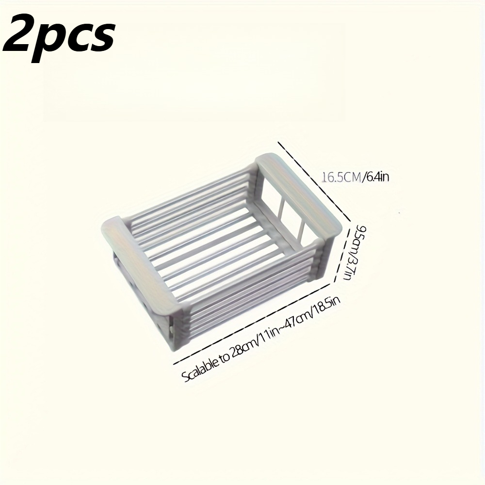TEMU Expandable Sink Storage Rack - Foldable Draining Rack, Suitable For Bowls/cups/cutlery | Space-saving Countop - Durable Plastic, 2pcs Set