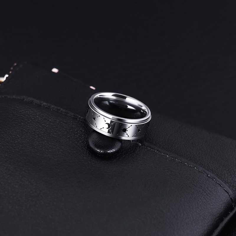 1pc rotating titanium stainless steel mens ring rotating mechanism star   modern minimalist style durable stainless steel index finger ring non tarnish   casual attire unique niche accessory for men ideal gift for special occasions Product details 0