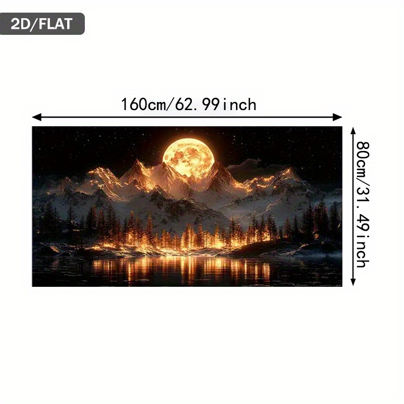 TEMU Pièce d'art plate 2D, 2D plate, une toile plate 2D mesurant 31,49 par 62,99 pouces ou 80 par 160 centimètres, présentant un design moderne de