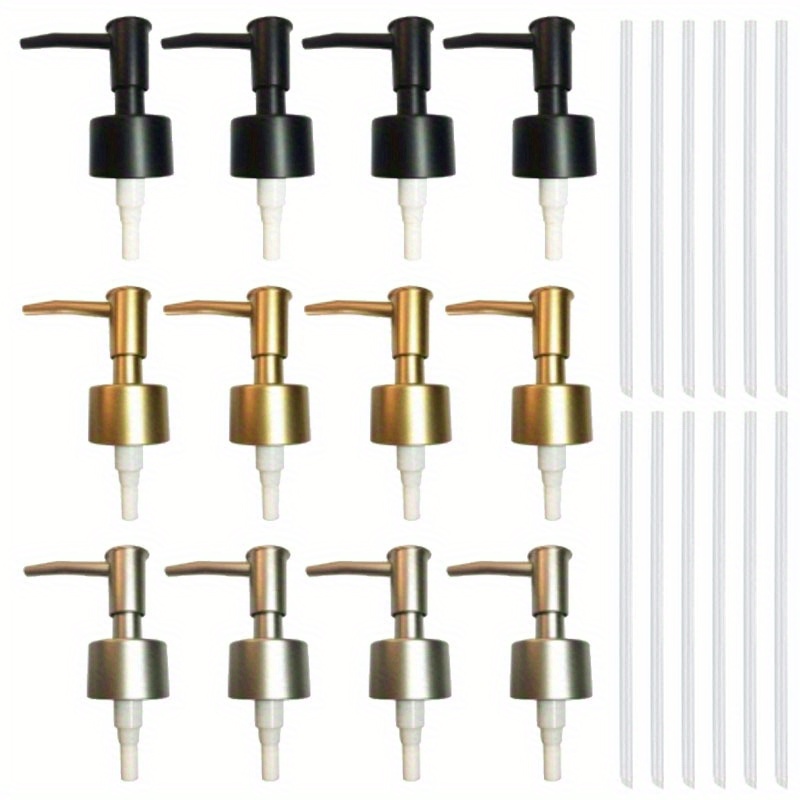 12pcs Matte Golden + Pearl Silvery Hand Soap Dispenser With 15cm Tubes