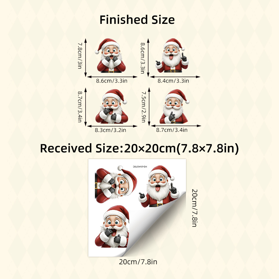 TEMU 4 Cute Santa Christmas Car Decals Removable Vinyl Self-adhesive For & Car Glass Decor & Halloween Christmas Stickers & Perfect Gift & Funny