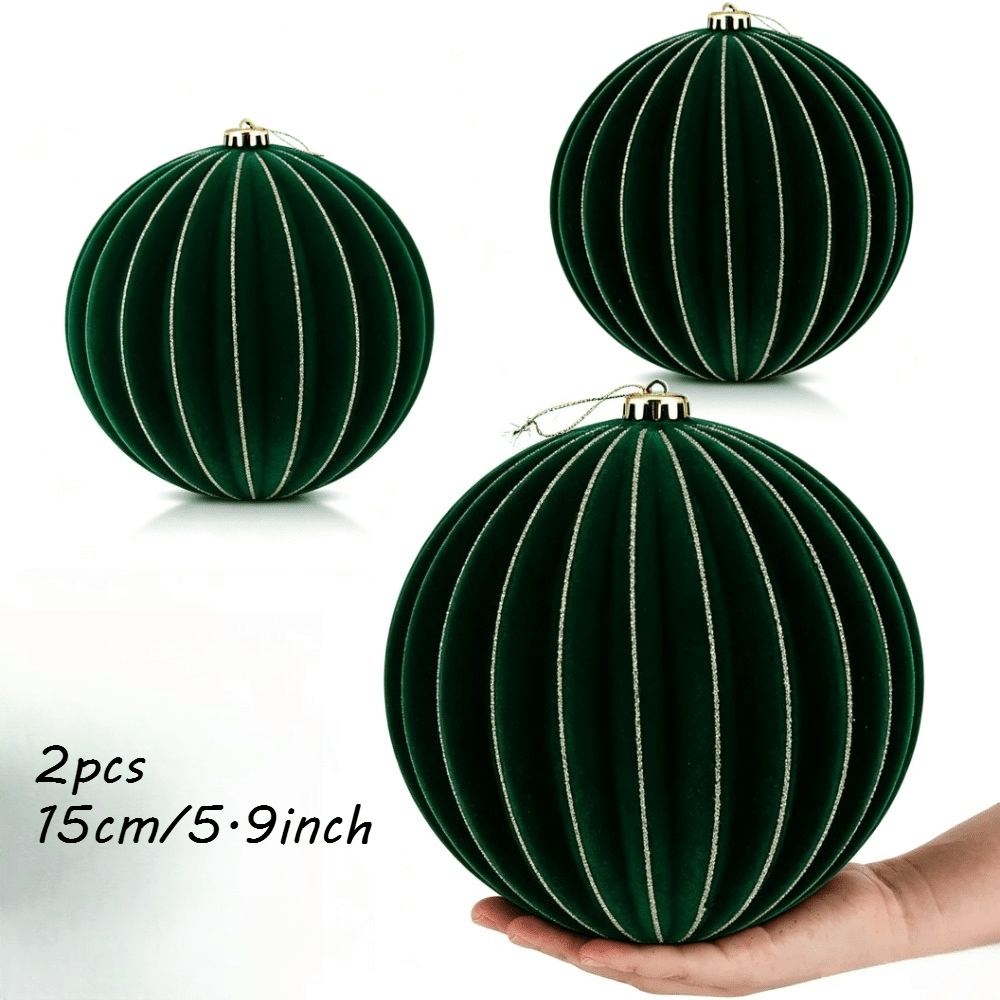TEMU 2 pezzi, 15 cm (5,9 pollici) di Natale in velluto, grandi ornamenti floccati da appendere all'albero di Natale per decorazioni natalizie, feste