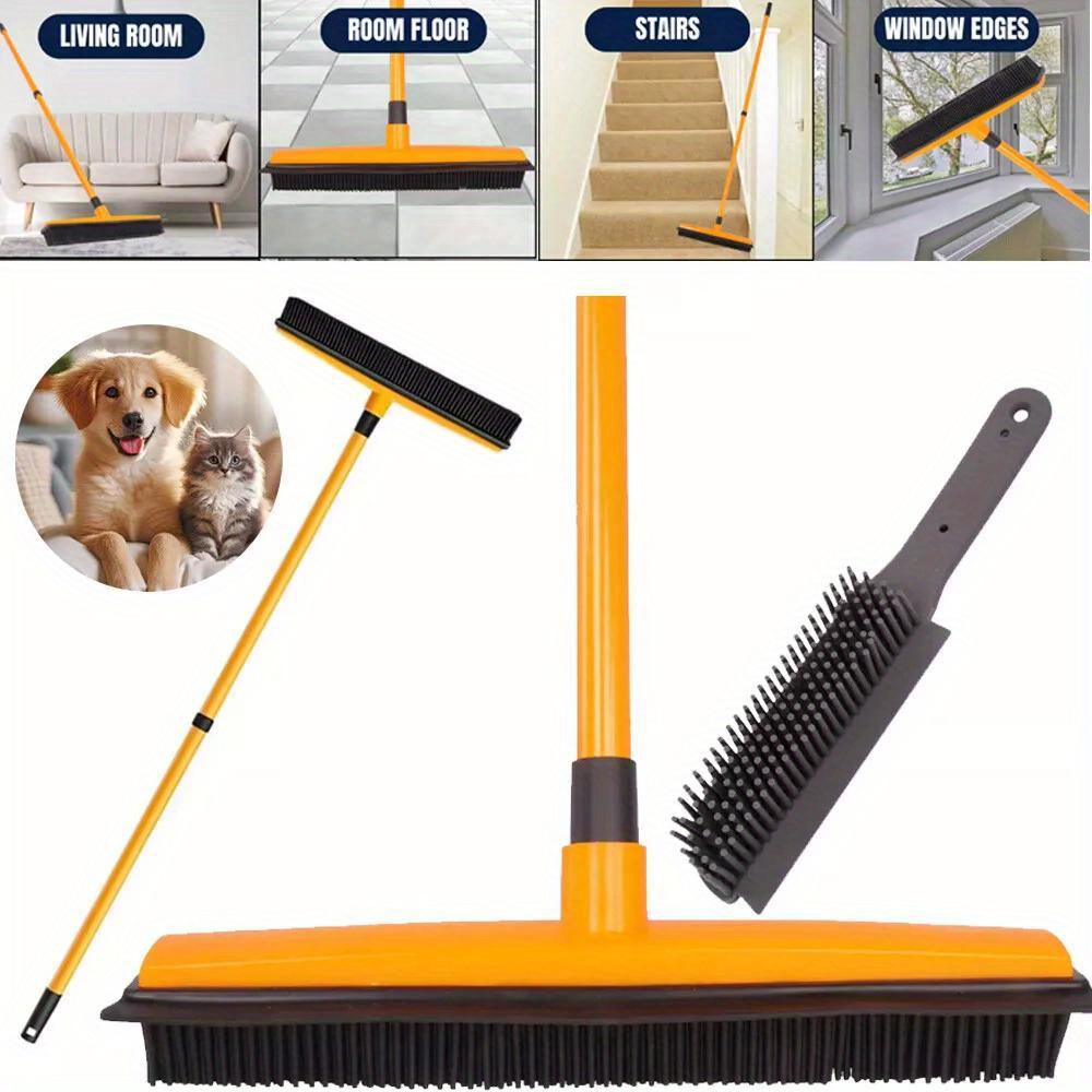 Cleaning Brush Handheld Broom Pet Hair Removal Brush Adjustable Long Handle Carpet Sofa Curtain Hair Removal Household Cleaning Tool Hair Dirt Removal Tool Commercial Cleaning Tool