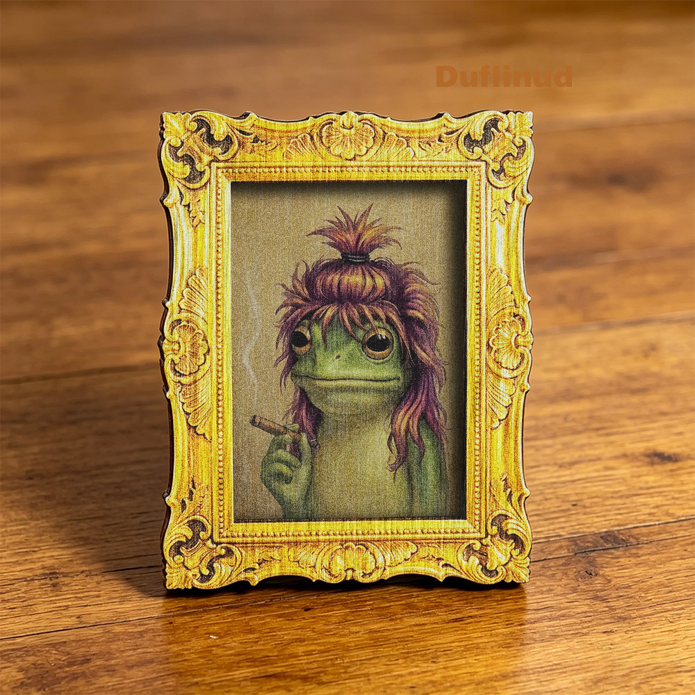 TEMU 1pc Creative Frog-shaped Refrigerator Magnet, Humorous Miniature Art, Wooden Fridge Magnet, With Purple- Style, Fun Home Decor, Unique Gift For