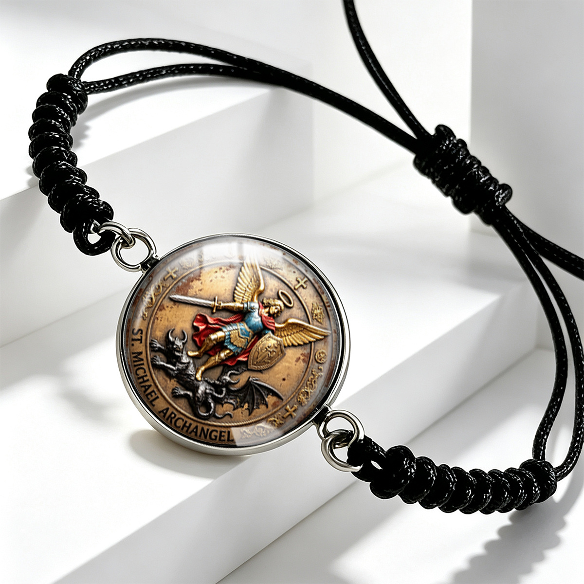 Unisex Classic Winged Warrior Shield Art Pattern Adjustable Bracelet