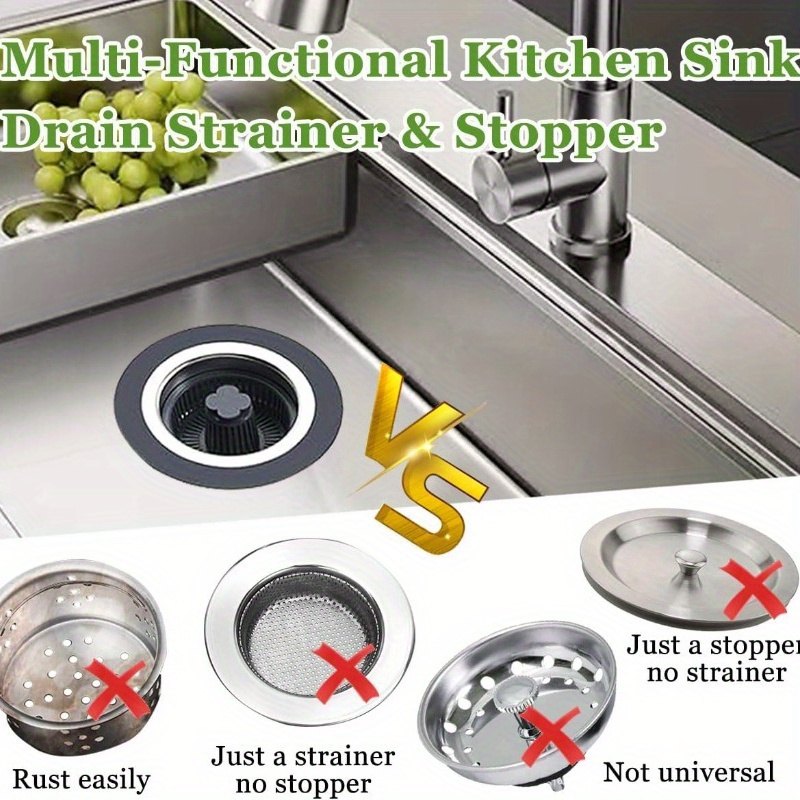 of a kitchen sink drain strainer and stopper made of stainless steel for a standard 3 1 2 inch drain details 2
