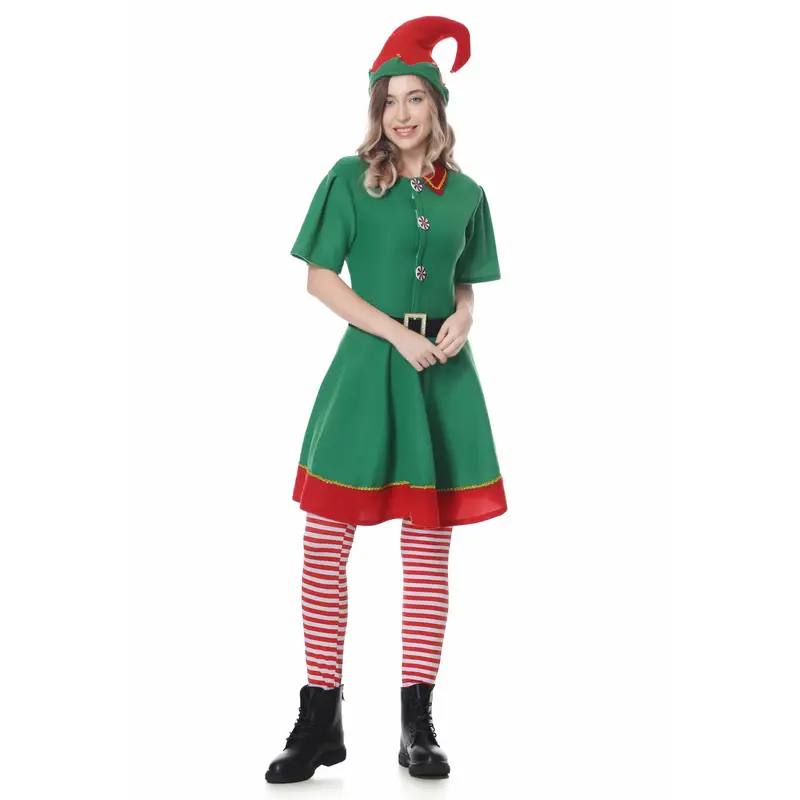 4pcs womens complete christmas elf costume elf dress hat - Temu Canada 4pcs womens complete christmas elf costume elf dress hat - Temu Canada
