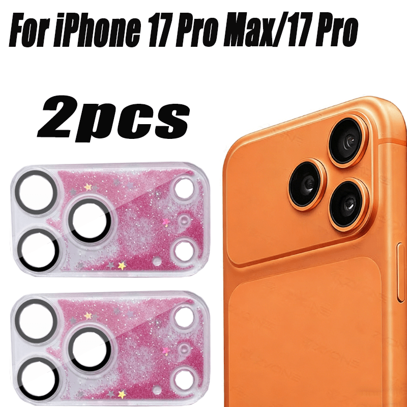 TEMU 2pcs Of Tempered Glass Camera Protective Film For Iphone 17 Pro Max/17 Pro - Anti Drop, Anti Fingerprint, , Device Protection, Stylish Quicksand