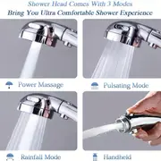 1 件加压手持淋浴喷头,3 种模式可调节水量淋浴喷头,一键止水淋浴喷头,浴室五金,浴室配件 详情 6