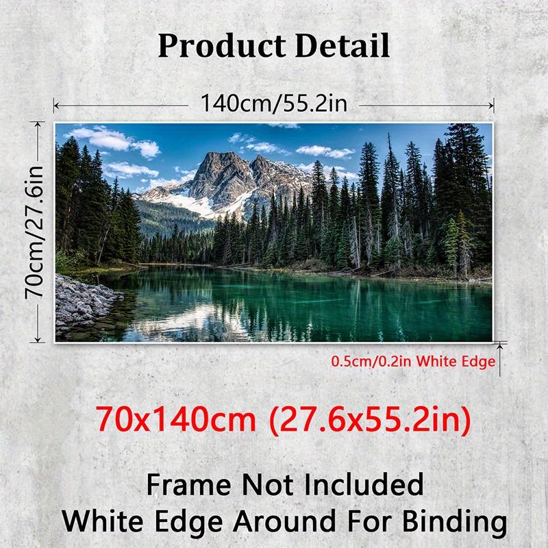 TEMU 1pc Unframed Canvas Wall Art - Stunning Mountain And Forest Landscape With Turquoise River, Snow-capped , And Greenery - Modern Home Decor For