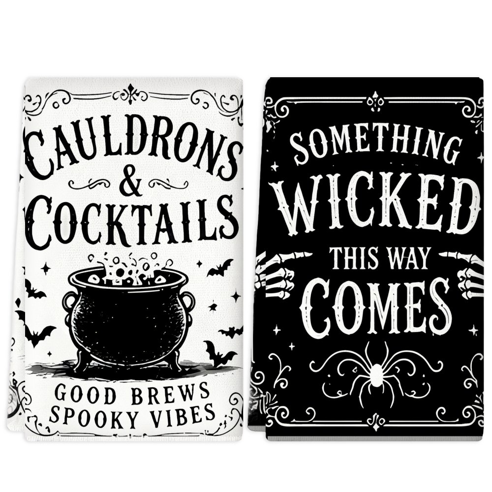 TEMU 2pcs Kitchen Towels, Soft Absorbent Microfiber Tea Towels, Decorative Housewarming/birthday Gifts For Mom, , Neighbors, Halloween Themed Kitchen