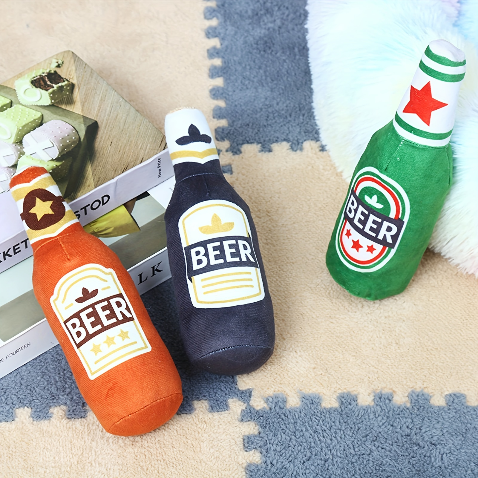 Wine Bottle Shaped Squeaky Dog Toy for Small Dogs