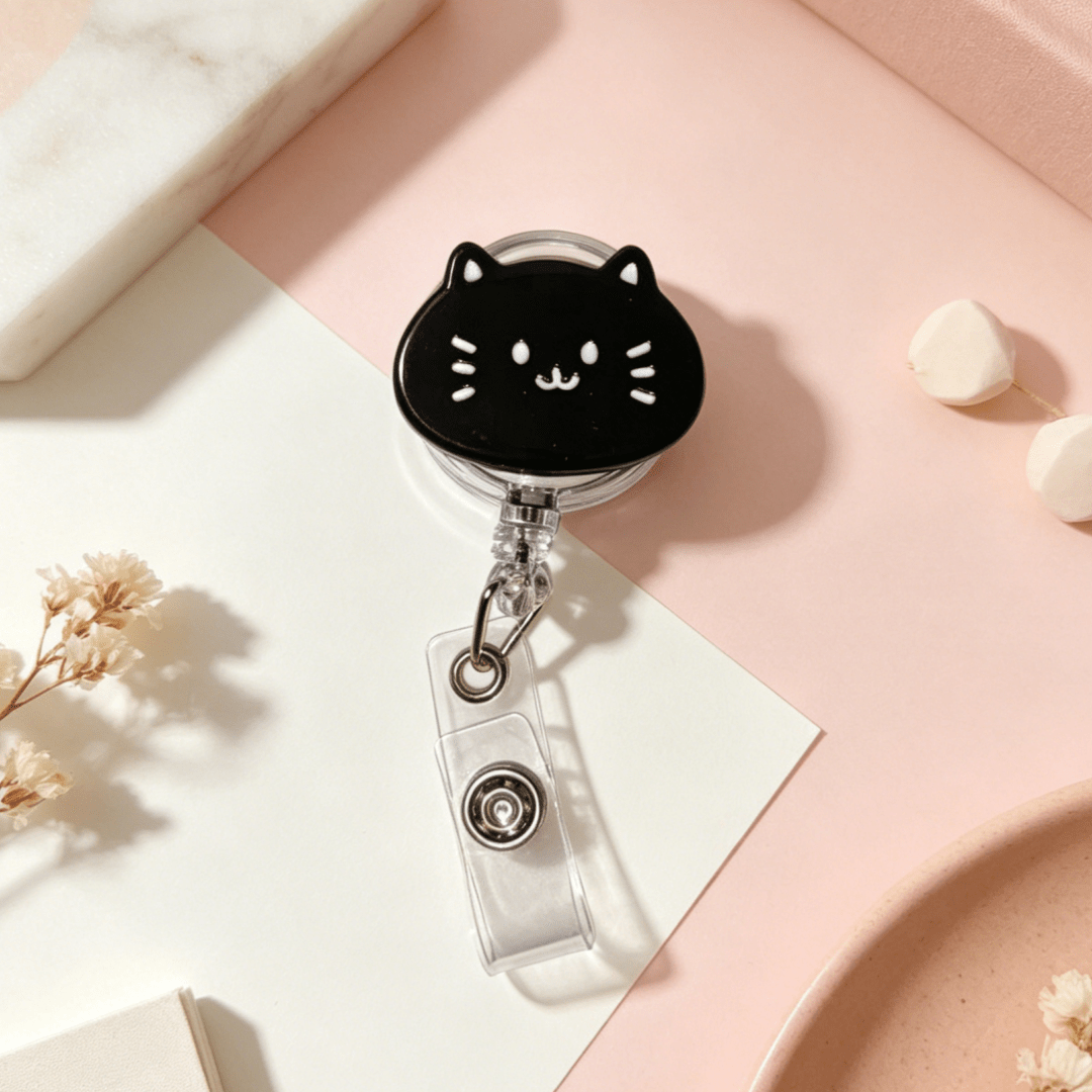 TEMU Porte-badge rétractable 2D 1 pièce de et blanc, gadget -perte pour infirmières et étudiants, extensible et rétractable, convient à un usage