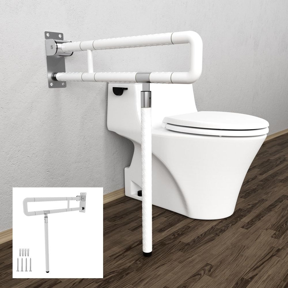 Heavy Duty Folding Grab Bar Load Adjustable Rotation For Large Mounting Plate Bathroom