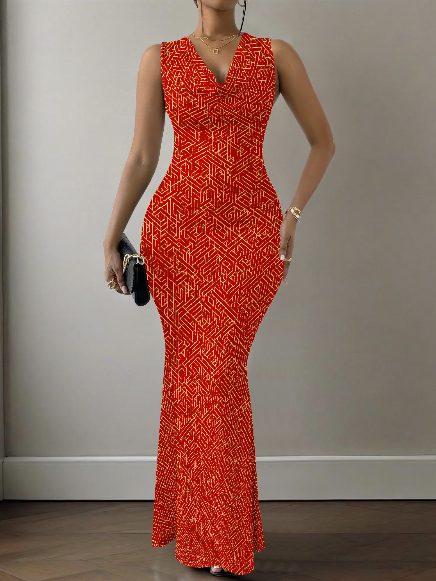 woman orange dress sold on Temu United States