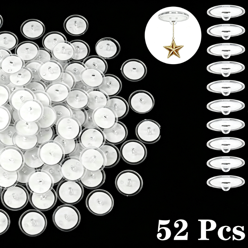 TEMU 52 Pack Mini Clear Adhesive Hooks – Invisible Self-stick Wall Hooks For Home, Holiday, Wedding & Party Decor, , Durable & Stylish Utility Hooks,