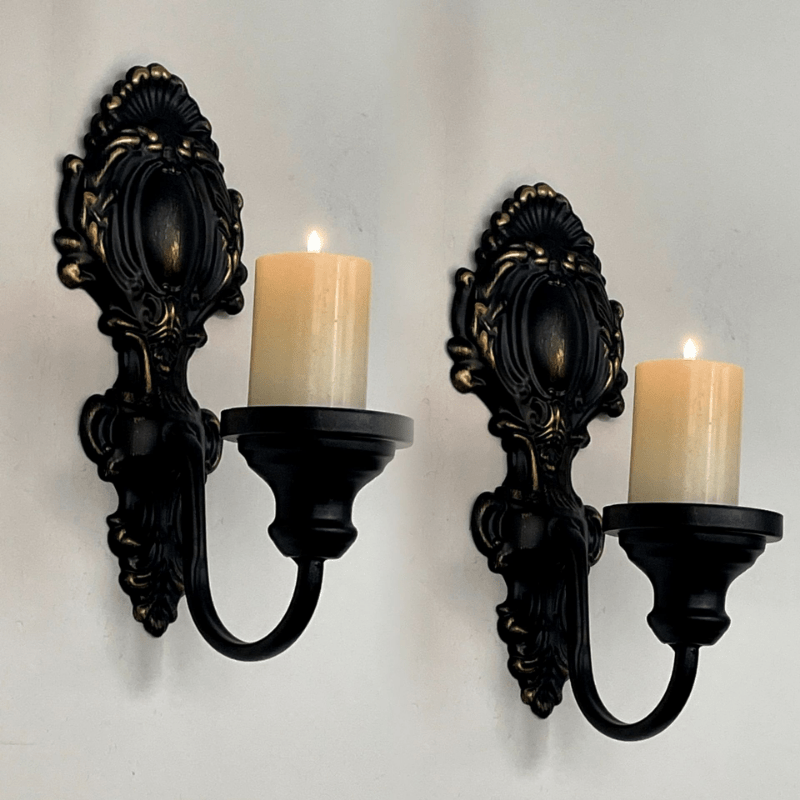 TEMU 2pcs, Vintage Distressed Wall-mounted Candle Holders, Candle Stands, Three-dimensional Wall Decorations, Home Decor, Ironwork, Living Room,