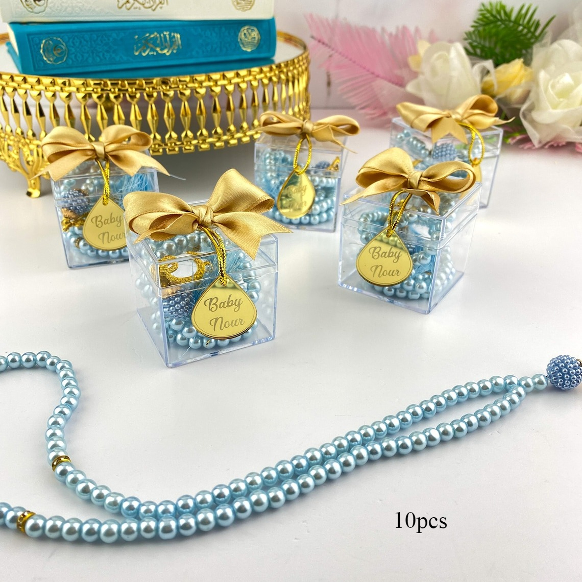 TEMU Bågar & Band, Personifierade Pärltasbih-presenter, Muslimskt Bröllop, Eid, Nikkah-present, Alla Hjärtans Dag-present, -present,