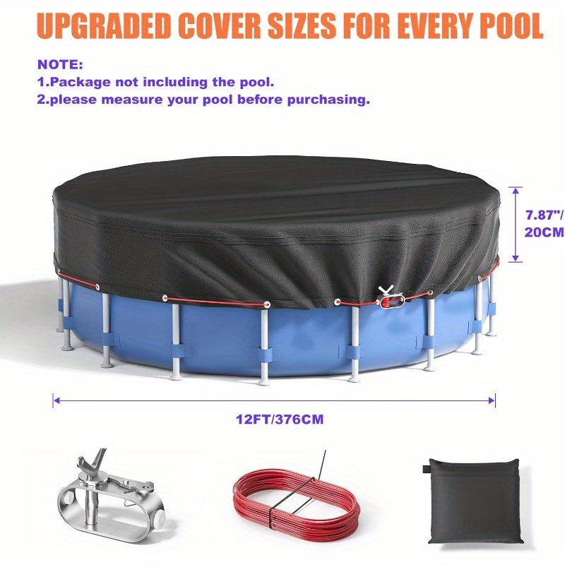 Round Cover For Above Ground Pools Made From High-quality, Uv-resistant Material That Withstands Cold Temperatures, Ideal For Keeping Outdoor Pools Clean. In Sizes