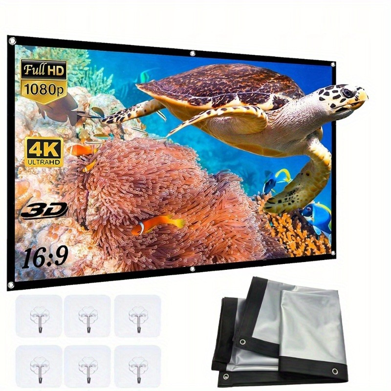 Image of 1set 80 Inch Projector Screen Screen 16:9 4k Hd Tracks Home Theater For Christmas