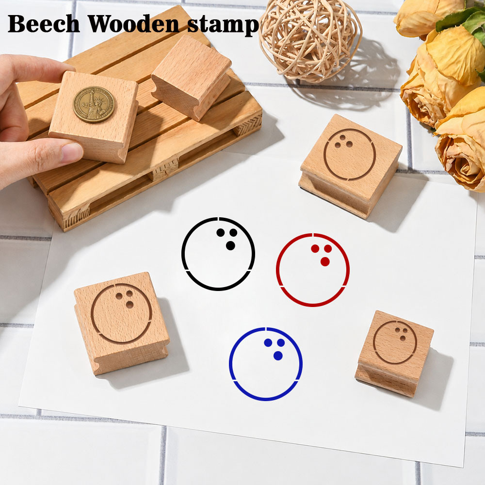 Delicate Bowling Pin Rectangular Wooden Stamp for Crafting