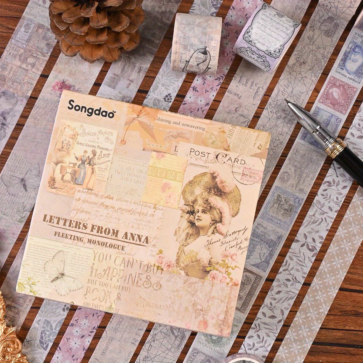 20 Rolls/Box Vintage Anna Old Paper Style Notebook and Washi Tape Decorative Sticker Material Tape Set