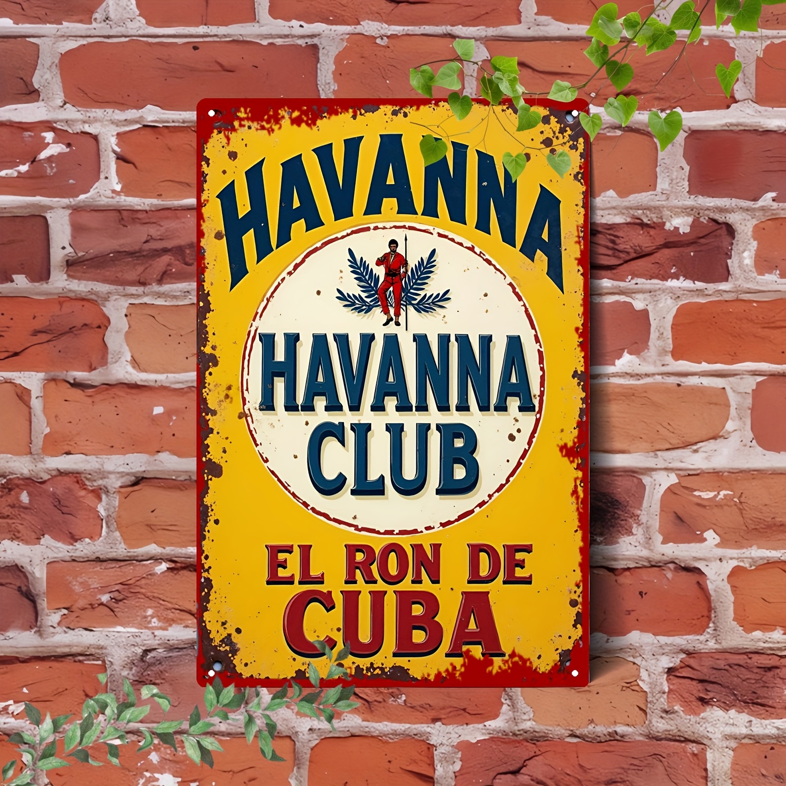 TEMU 2d Flat - 1pc 2d Flat Club El Ron De Cuba Iron Signboard | Retro Texture Decorative Board For Home, Bar, Cafe, Restaurant, Room Wall, Bathroom