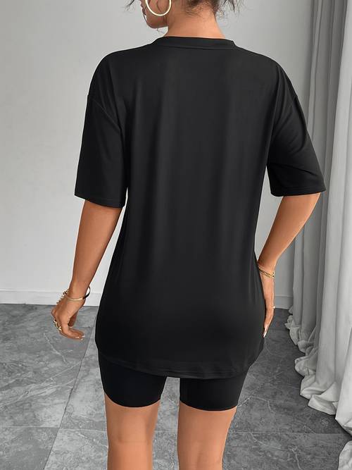 g, damski zestaw: krótki rękaw, okrągły dekolt, obcisłe spodnie, casualowy wierzchni, t-shirt i spodnie sportowe do biegania i fitnessu, 2 szt.