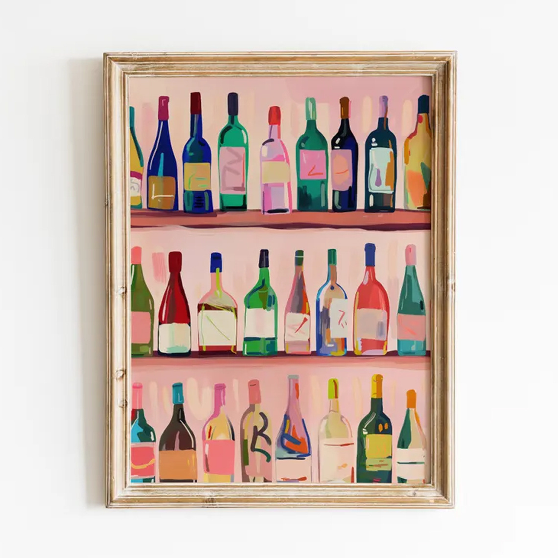 E-shop Vintage Weinflaschen-Wandkunst - Rahmenloses Retro-Weinmotiv-Poster, Minimalistische Weindekantierungskunst, für Wohnheim & Barwagen -