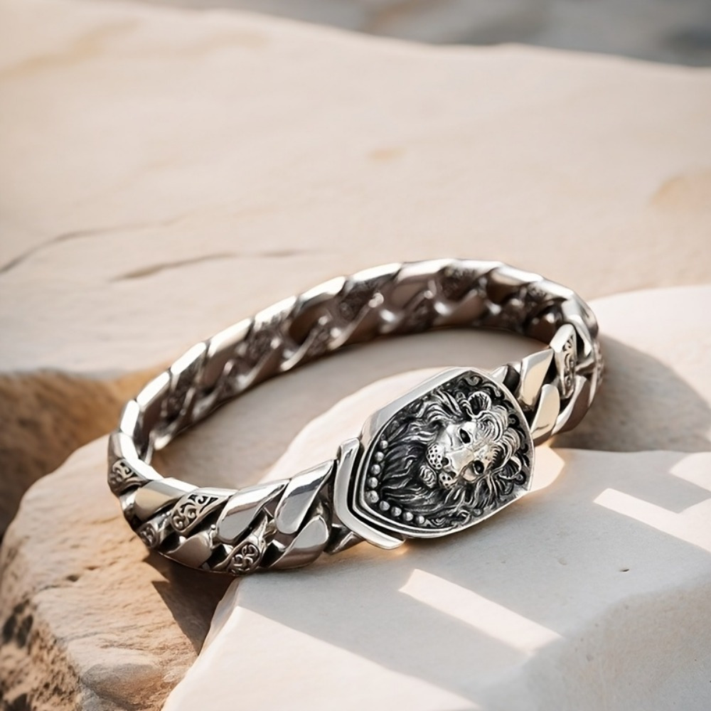 TEMU A -head Silvery Bracelet For Men, Perfect As A Birthday Gift For Your Boyfriend Or His Father.