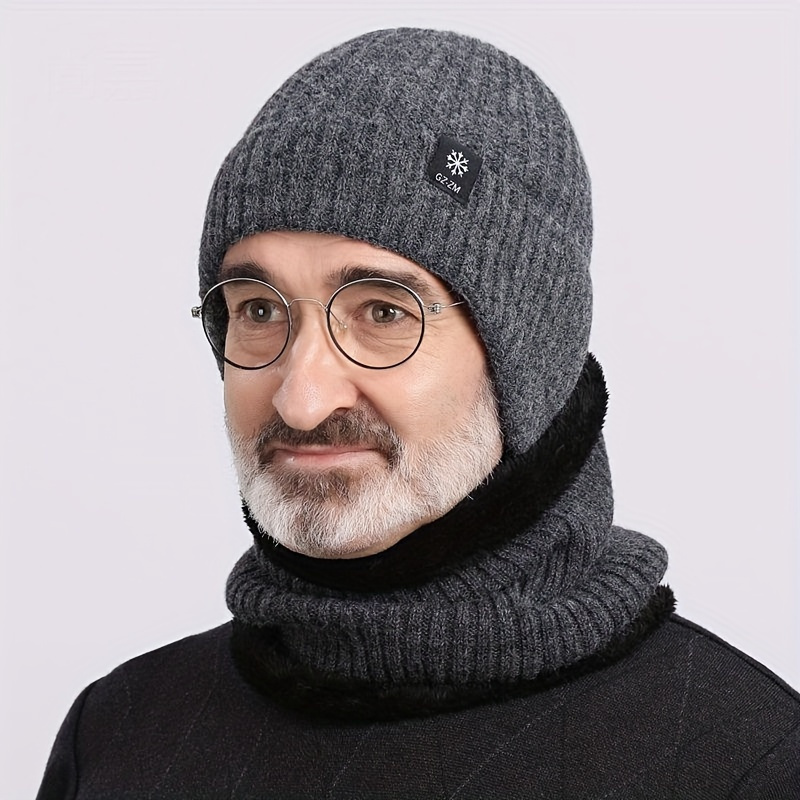 unisex winter warm knit hat with fleece lining and ear protection thickened insulated headgear suitable for seniors middle aged parents dads moms grandpa grandma   day gift   in 3 colors black grey navy blue Product details 0