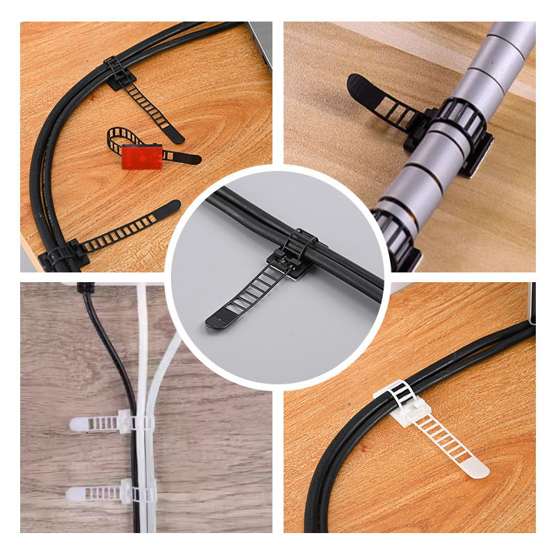12pcs Adjustable Self-Adhesive Wiring Clips for Cable Management