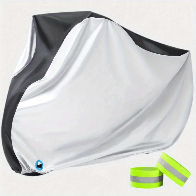 Image of Bike Cover, Waterproof Outdoor Bicycle Cover, With Lock Hole, Suitable For Mountain, Road Bikes, And 2pcs Reflective Straps